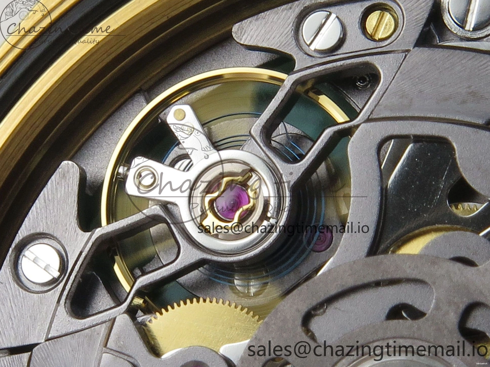 Bezel YG Crystals MPF SA4801 Skeleton Bracelet Custom 40mm Modded Green Dial Daytona on 0427